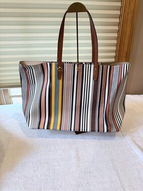 Tory Burch Kerrington Stripe Square Tote